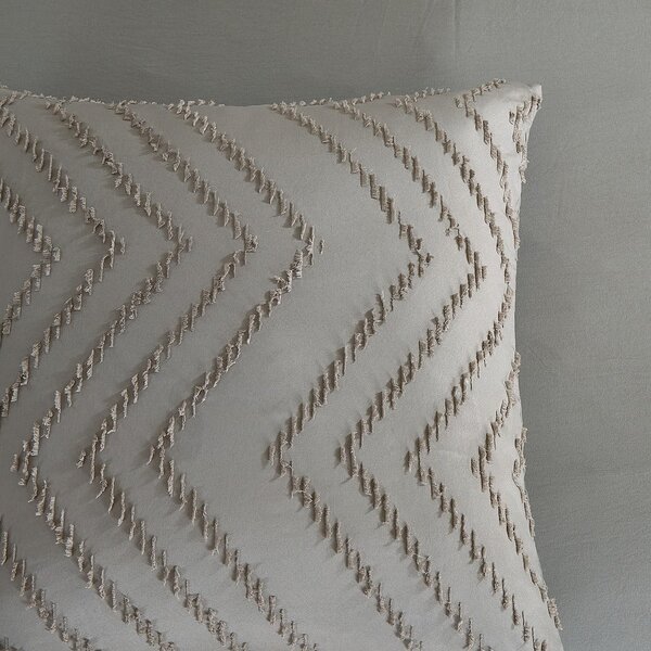 Сиво/кафяво единично удължено спално бельо от микрофибър 140x220 cm Pure Zigzag – Good Morning