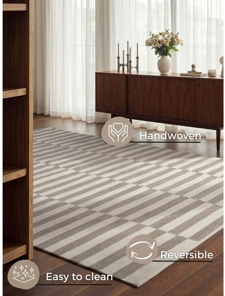 Бял/сив двустранен/ръчно изработен вълнен килим 200x300 cm Vika – Hanse Home