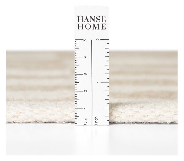 Бяла/светлокафява двустранна/ръчно изработена вълнена пътека 80x200 cm Vika – Hanse Home