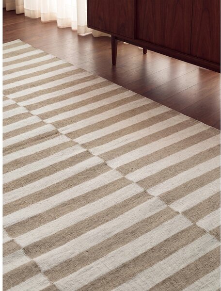 Бял/светлокафяв двустранен/ръчно изработен вълнен килим 200x300 cm Vika – Hanse Home