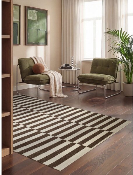 Бял/кафяв двустранен/ръчно изработен вълнен килим 120x180 cm Vika – Hanse Home