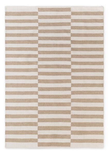 Бял/светлокафяв двустранен/ръчно изработен вълнен килим 120x180 cm Vika – Hanse Home