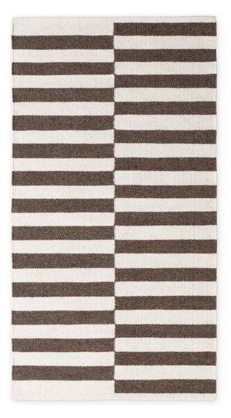 Бял/кафяв двустранен/ръчно изработен вълнен килим 80x150 cm Vika – Hanse Home