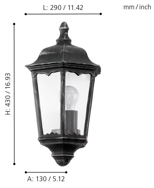 Eglo 93459 - Екстериорна Стенна лампа NAVEDO 1xE27/60W/230V IP44