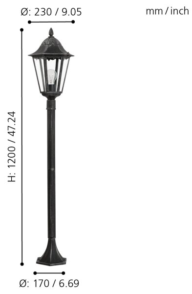 Eglo 93463 - Екстериорна лампа NAVEDO 1xE27/60W/230V IP44