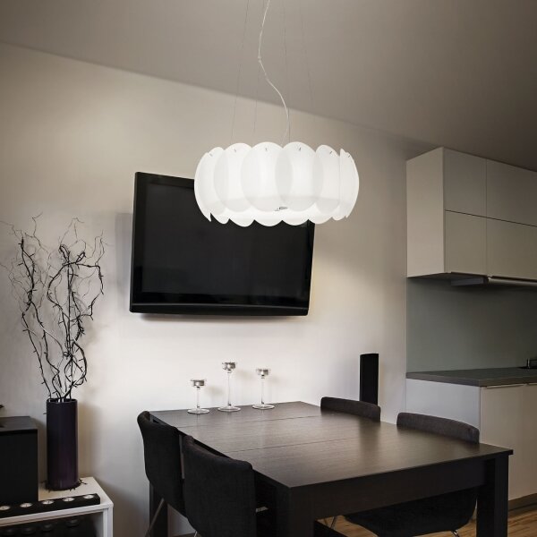 Ideal Lux - Полилей на кабел OVALINO 8xE27/60W/230V Ø 55 cm бял