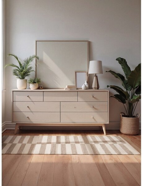 Бял/светлокафяв двустранен/ръчно изработен вълнен килим 80x150 cm Vika – Hanse Home
