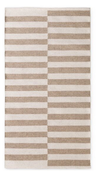 Бял/светлокафяв двустранен/ръчно изработен вълнен килим 80x150 cm Vika – Hanse Home