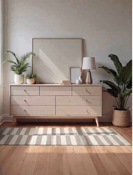Бял/сив двустранен/ръчно изработен вълнен килим 80x150 cm Vika – Hanse Home