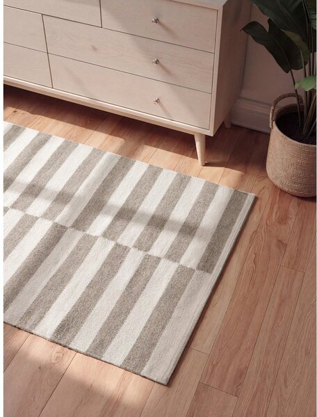Бял/сив двустранен/ръчно изработен вълнен килим 80x150 cm Vika – Hanse Home