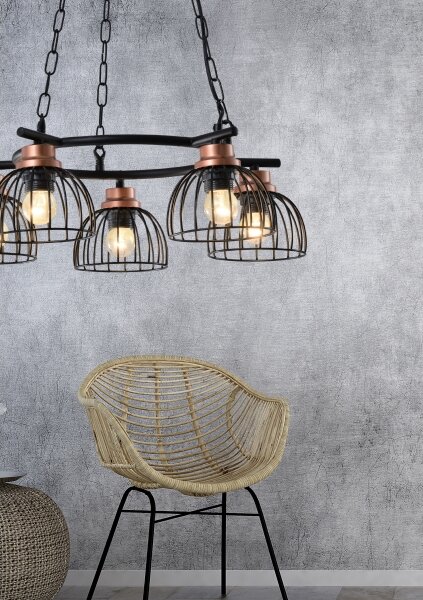 Prezent 75466 - Полилей на верижка BASKET 5xE27/60W/230V