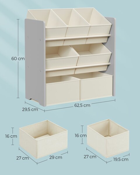 Рафт за съхранение на играчки Songmics Сив 62.5x29.5x60 см