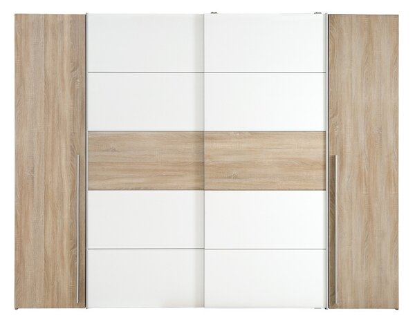 Гардероб с 4 врати Verzo дъб бял меламин 270.5x61x210.5 cm