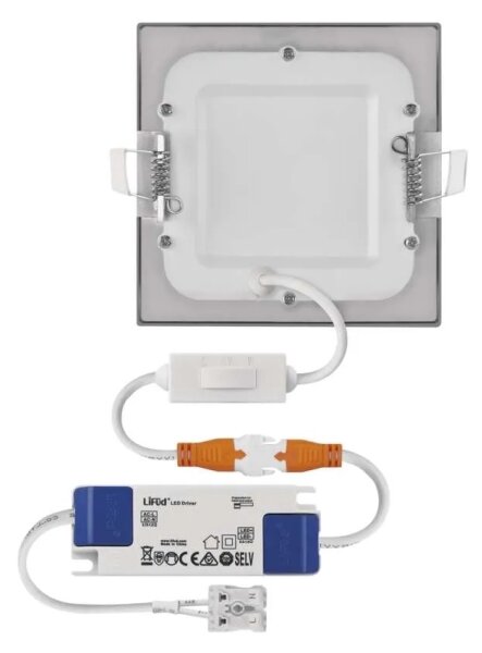 Вградено таванно LED осветително тяло NEXXO LED/7W/230V 3000/3500/4000K сребристо 12x12 cm