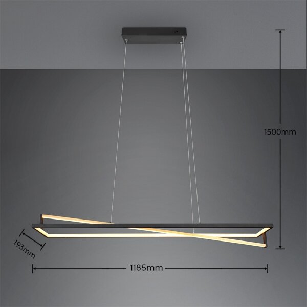 Trio - LED димируем полилей на кабел EDGE LED/35W/230V 2300/3000/4000K черен