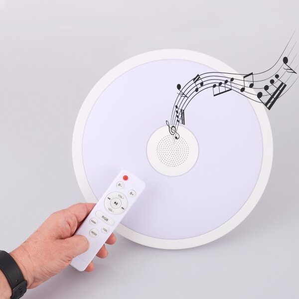 Globo - LED RGB Лампа за баня с високоговорител RAFFY LED/18W/230V IP44 + д.у