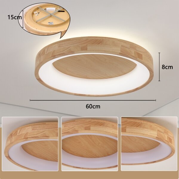 Brilagi-LED Таванно осветително тяло FALCON WOOD LED/40W/230V 3000/4000/6000K 60 см дърво