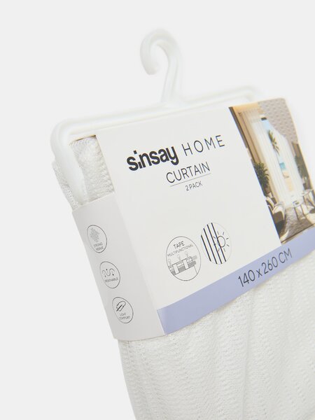 Sinsay - Прозрачни пердета с перделъчна лента 2 pack - бял