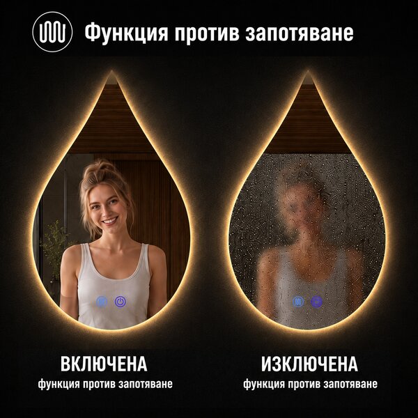 Огледало за баня с LED осветление и функция против изпотяване Касия