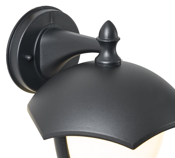Интелигентна външна стенна лампа черна с опалово стъкло, включително LED IP54 - Classica