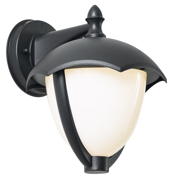 Интелигентна външна стенна лампа черна с опалово стъкло, включително LED IP54 - Classica