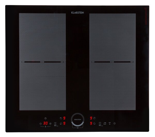 Klarstein Delicatessa 60, индукционен котлон за вграждане, 4 зони, 7000 W, керамична повърхност, черна
