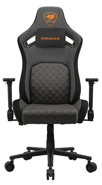 Геймърски стол Cougar Gaming Defensor Gray F, до 120kg, Class 4 газов амортисьор, 4D регулируеми подлакътници, лумбална опора, сив