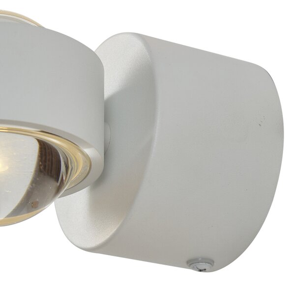 Дизайнерска стенна лампа бяла с LED IP44 - Lens