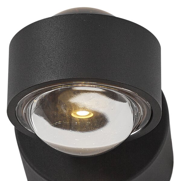 Дизайнерска стенна лампа черна с LED IP44 - Lens