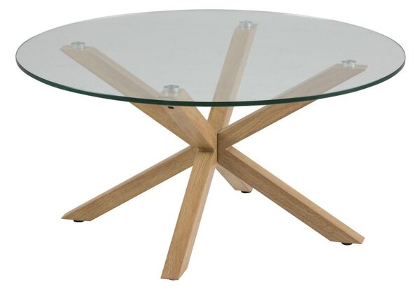 Холна маса LUCA 82 cm прозрачно стъкло/дъб
