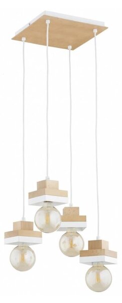 Висящ полилей на кабел MIKO 4xE27/15W/230V бял/бежов