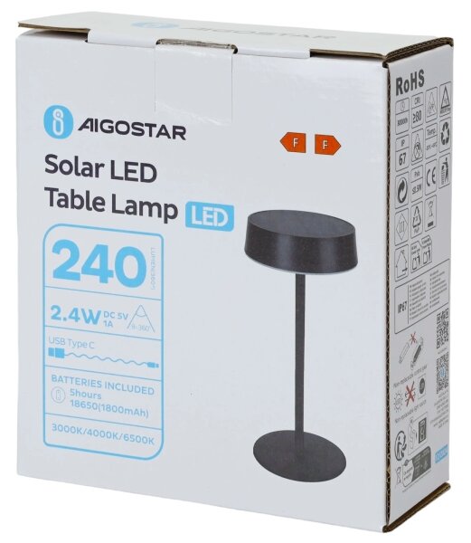 Aigostar - Соларна LED лампа LED/2,4W/5V IP44