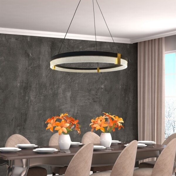 LED полилей на кабел TRIANGLE LED/40W/230V 3000/4000/6000K Ø 60 см черен