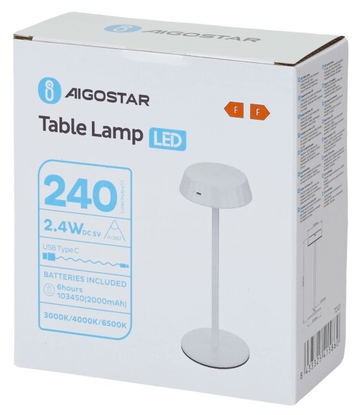 Aigostar - Димируема настолна лампа AMBIENT LED/2,4W/5V 3000-6500K бяла