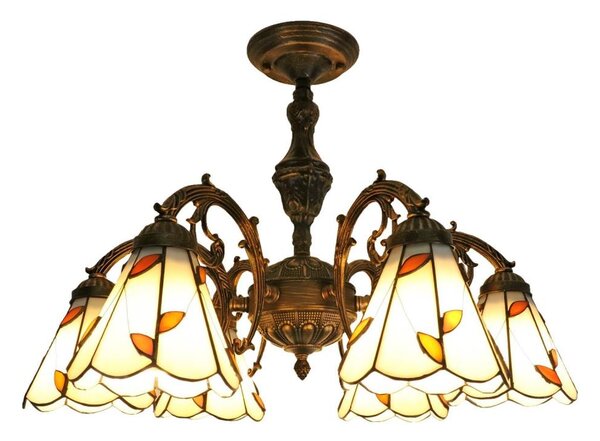 Brilagi - Витражен плафонен полилей в стил Тифани FOLIA 6xE27/60W/230V, диаметър 60 см
