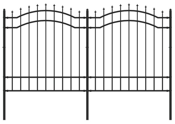 VidaXL Градинска ограда с пики черна 165 см прахово боядисана стомана