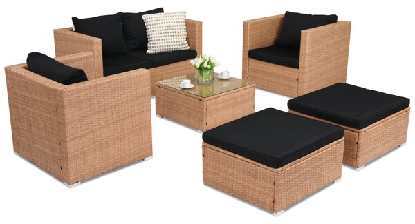 Градински мебели от техноратан Roma Coffee 4 + 2 пуфа Garden Point меден цвят