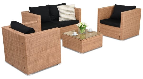 Техноратанов диван 4 - местен Roma Coffee Garden Point меден цвят