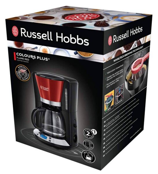 Кафемашина Russell Hobbs Victory 24031-56, 1100W, 1.25 л, Технология Whirltech, Таймер, Червен/черен