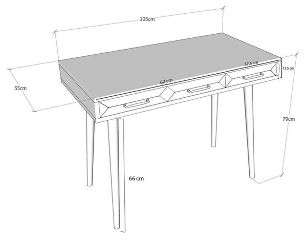 Бюро Kalune Design 854KLN1502, 105х55 см, 2 чекмеджета, Меламиново покритие, Светлокафяв/черен