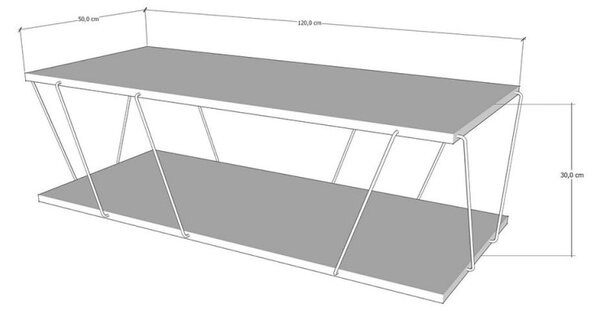 Холна маса Kalune Design 854KLN2808, 120х50 см, 2 нива, Меламиново покритие/метал, Кафяв/черен