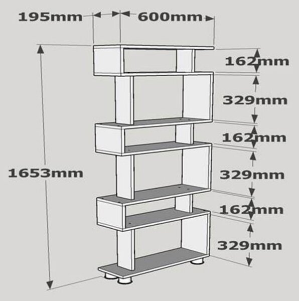 Етажерка Bonami 745DCD3606, 165х60 см, 6 нива, Меламиново покритие, Бял/кафяв