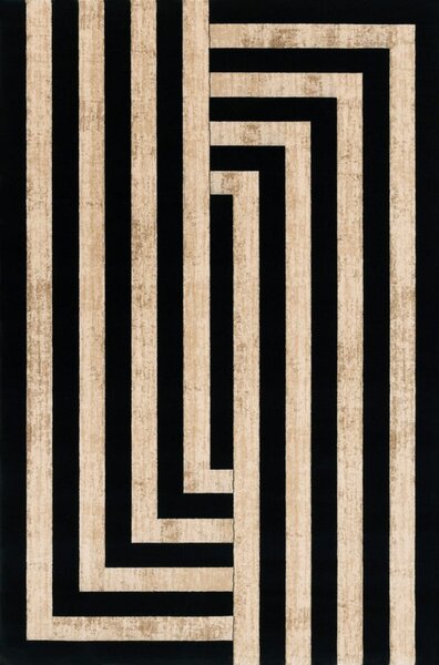 Черно-бежов вълнен килим 133x190 cm Agnus Art Deco II – Agnella