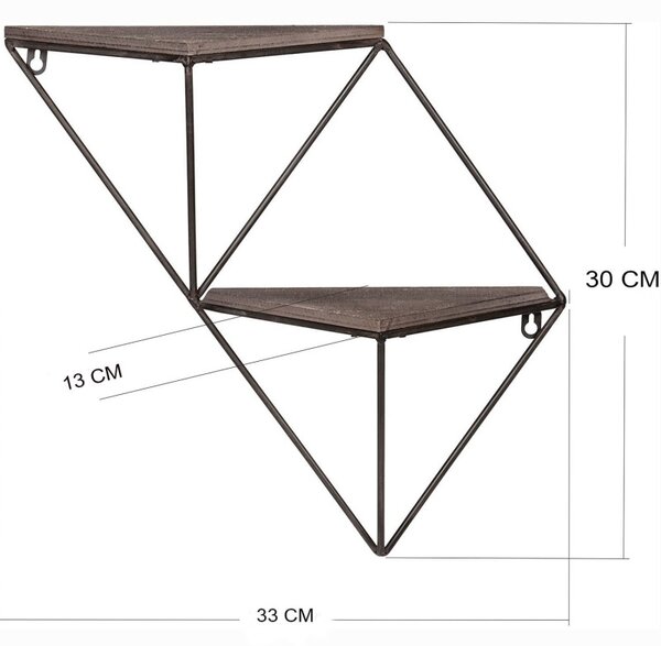 Стенна етажерка за саксии Evila Originals 792EVL2867, 33х30 см, Метал, Кафяв/черен