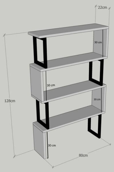 Секция Kalune Design 854KLN3603, 128x80 см, 4 нива, ПДЧ, Кафяв/черен