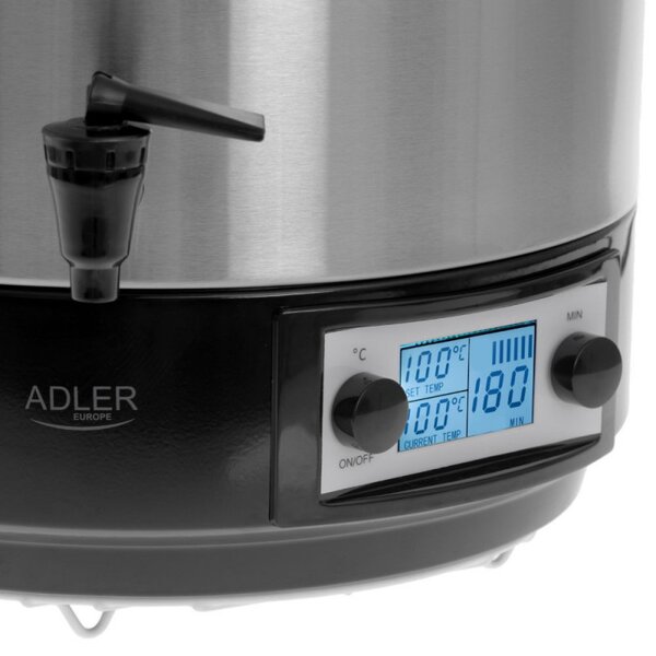 Уред за стерилизиране на консерви Adler AD 4496, 2600W, 28 л, 30-100C, Дисплей с таймер, Инокс