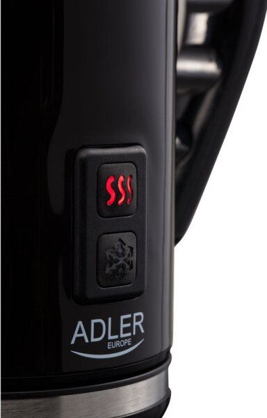 Уред за разпенване на мляко Adler AD 4478, 500W, 240 мл, Незалепващо покритие, STRIX защита, Черна стомана