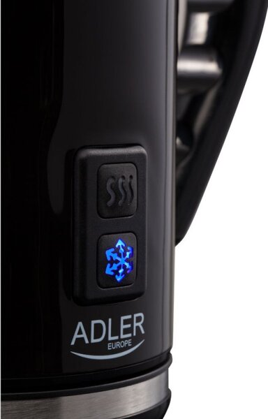 Уред за разпенване на мляко Adler AD 4478, 500W, 240 мл, Незалепващо покритие, STRIX защита, Черна стомана