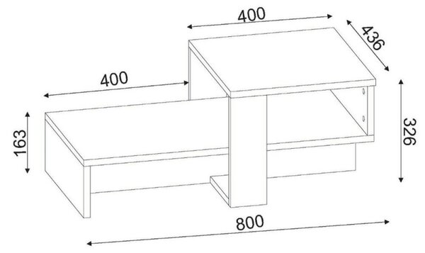 Холна маса Kalune Design 731WAT2801, 80x32x43 см, 2 нива, ПДЧ, Меламиново покритие, Кафяв/бял