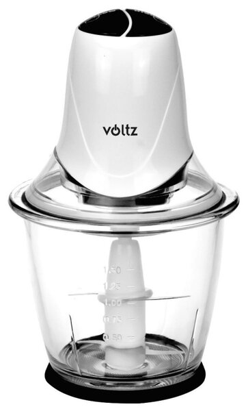 Чопър Voltz V51111B, 300W, Стъклена кана, 1.5 литра, 4 ножа, Бял